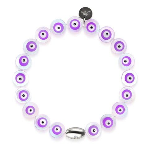 Bracelet Mauvais Œil en Cristal | Argent Sterling 925 | Violet